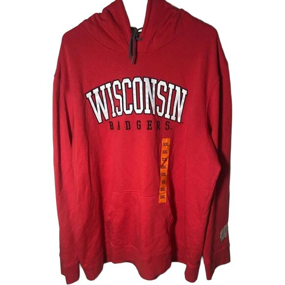 Wisconsin Badgers Men’s XXL Red Hoodie Sweatshirt NWT Pullover NCAA Logo - Picture 6 of 10
